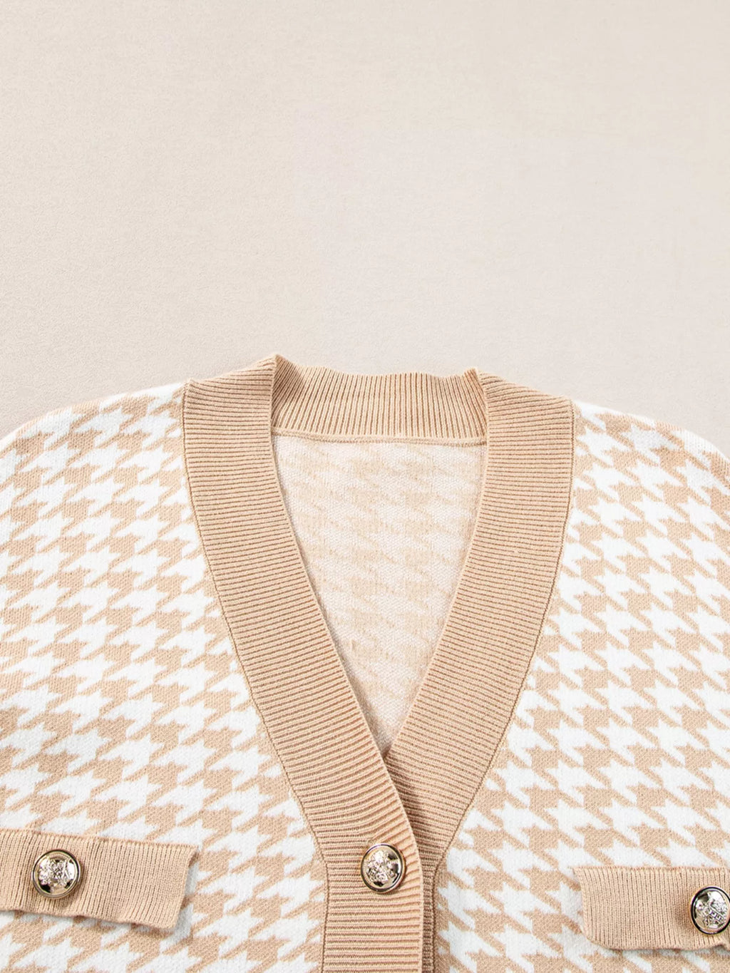 Contrast Edge Metal Button Slim Cardigan with Pockets