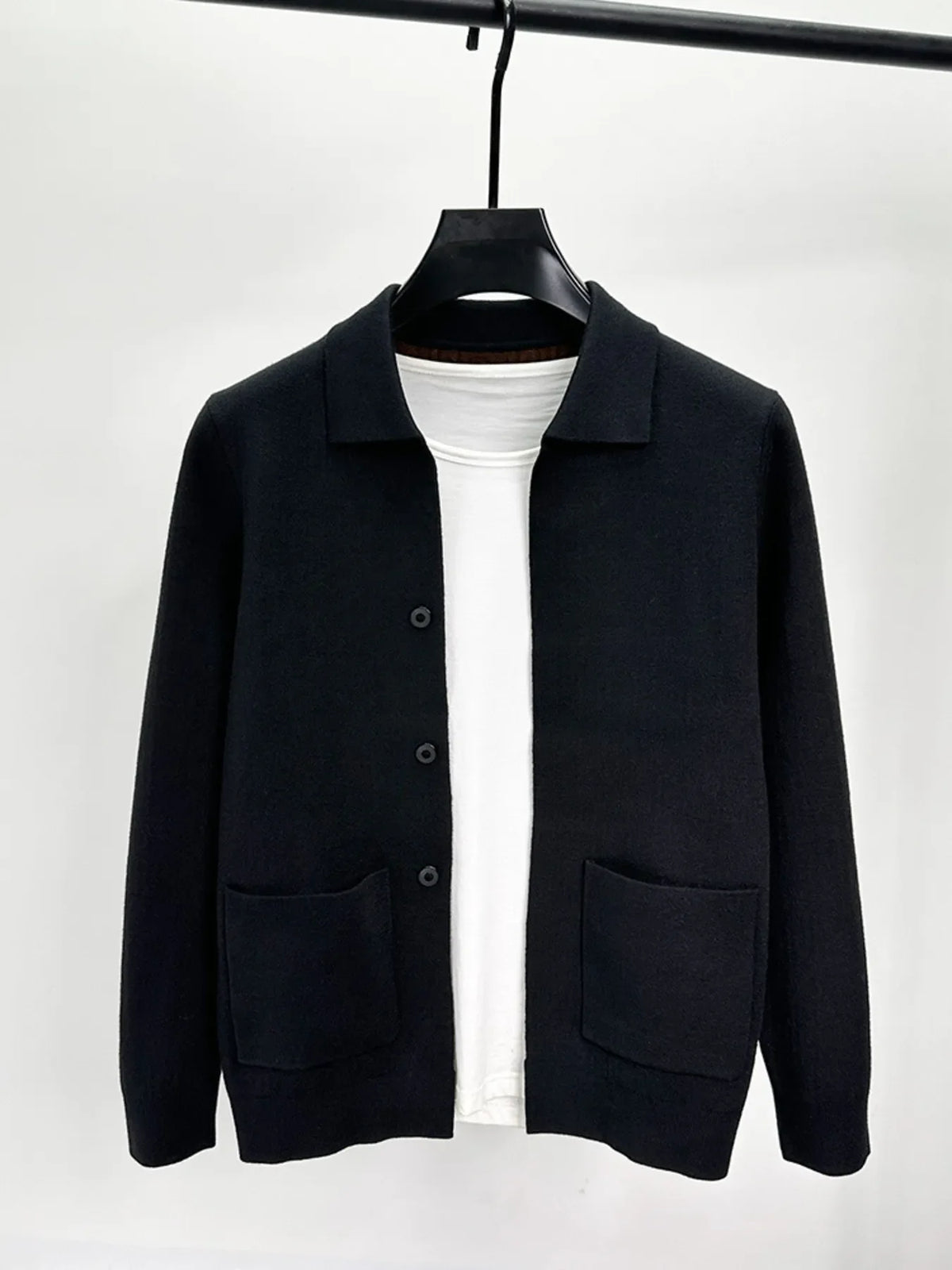 Men's Plus Size Button-Up Cardigan with Pockets