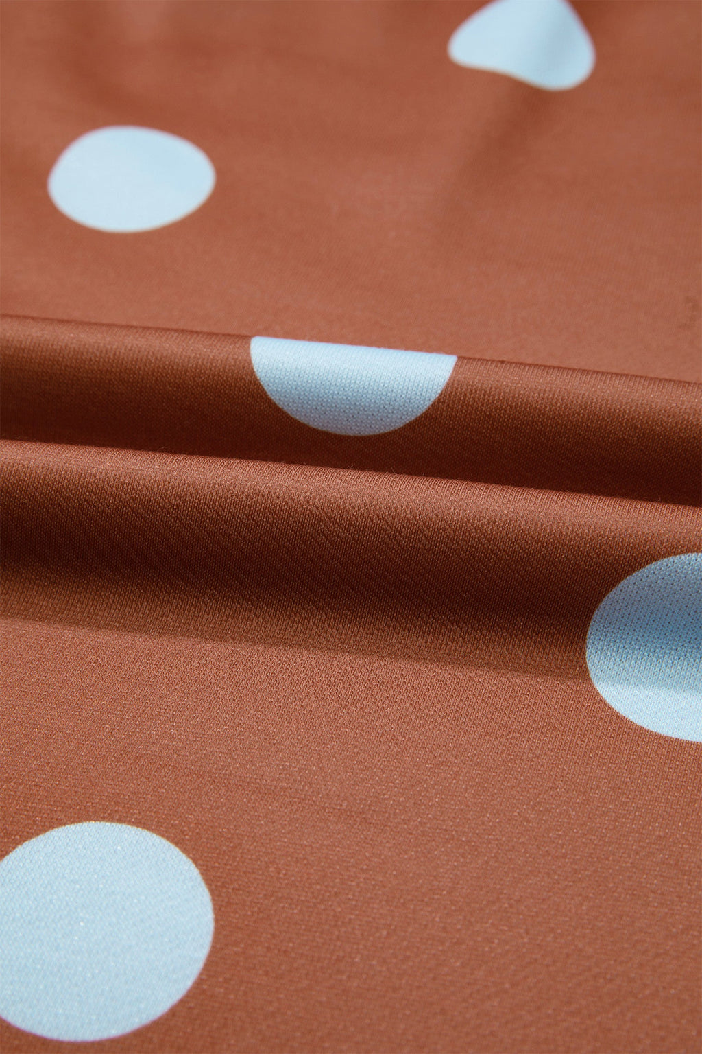 Brown Polka Dot Print Contrast Detail Oversized Tunic Sweatshirt