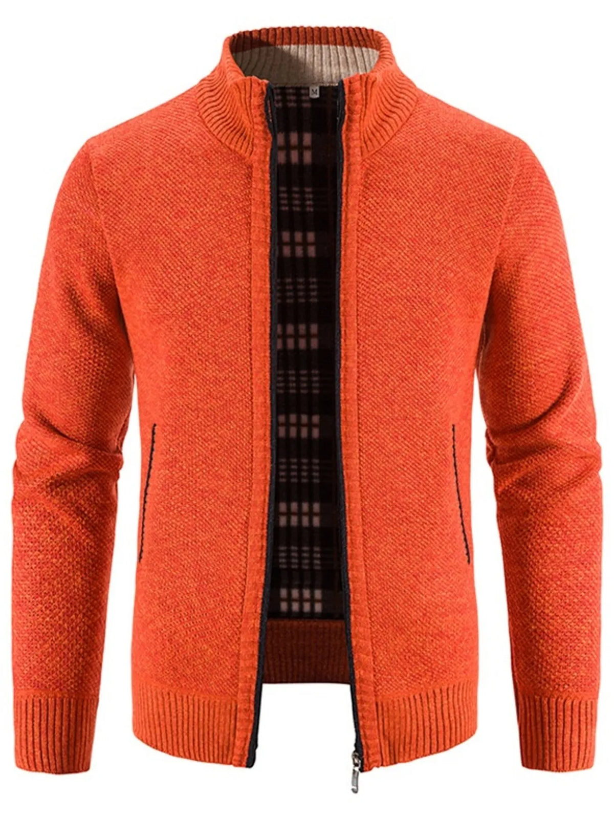Men's Plus Size Zip-Up Sweater Cardigan with Stand Collar