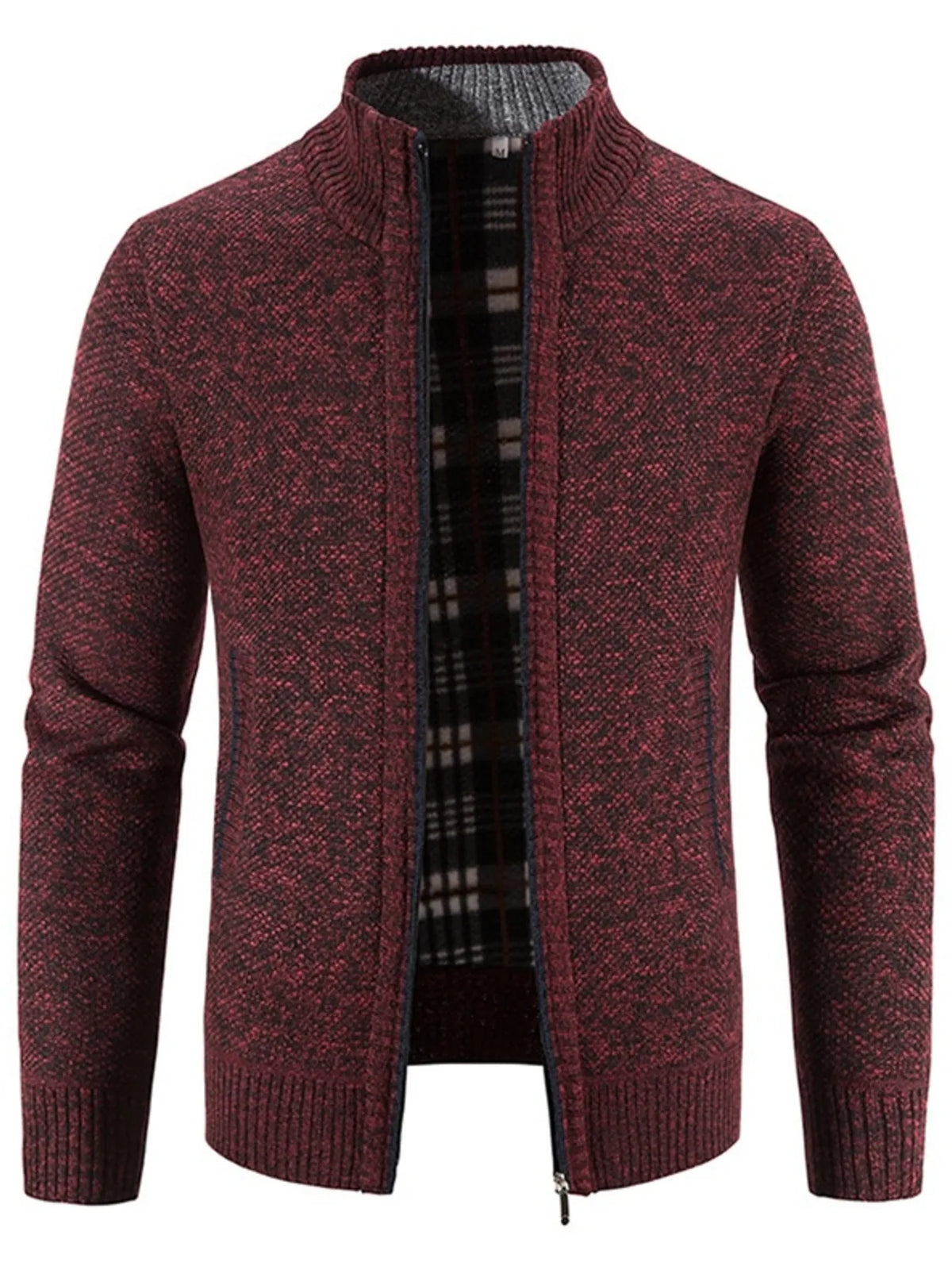Men's Plus Size Zip-Up Sweater Cardigan with Stand Collar