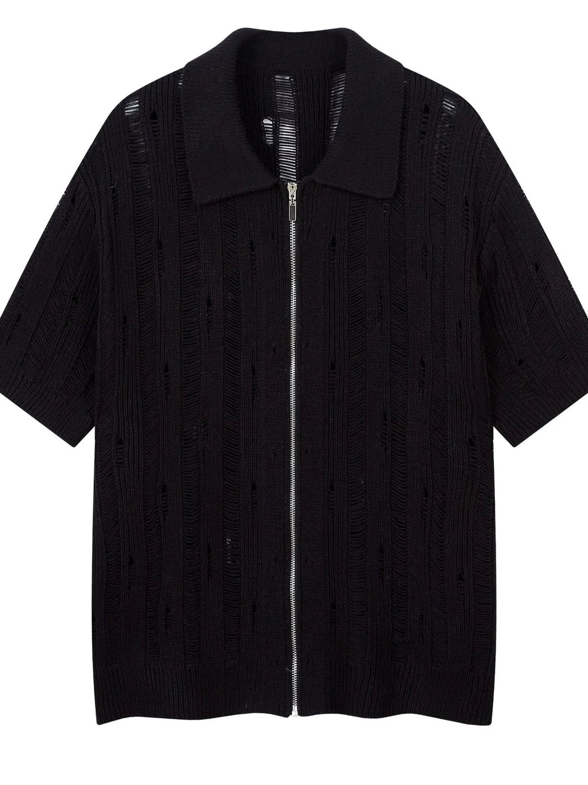 Men's Zip Up Openwork Cardigan