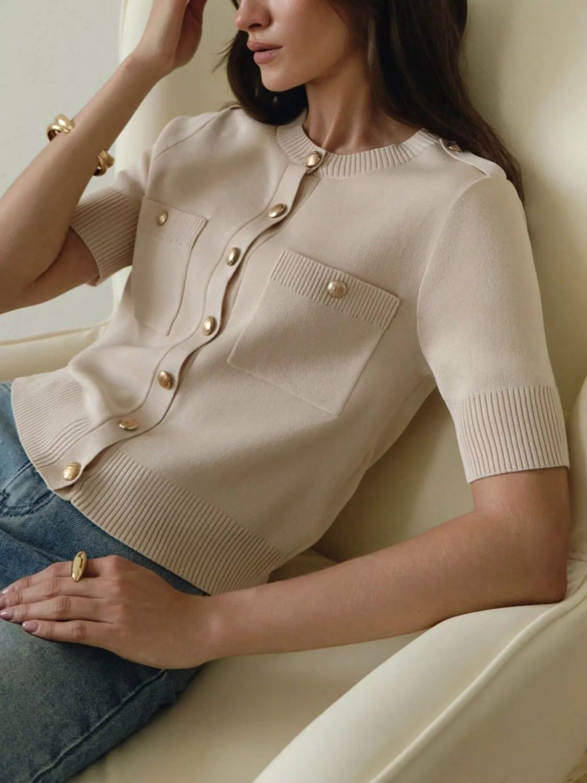 Button-Down Short Sleeve Cardigan