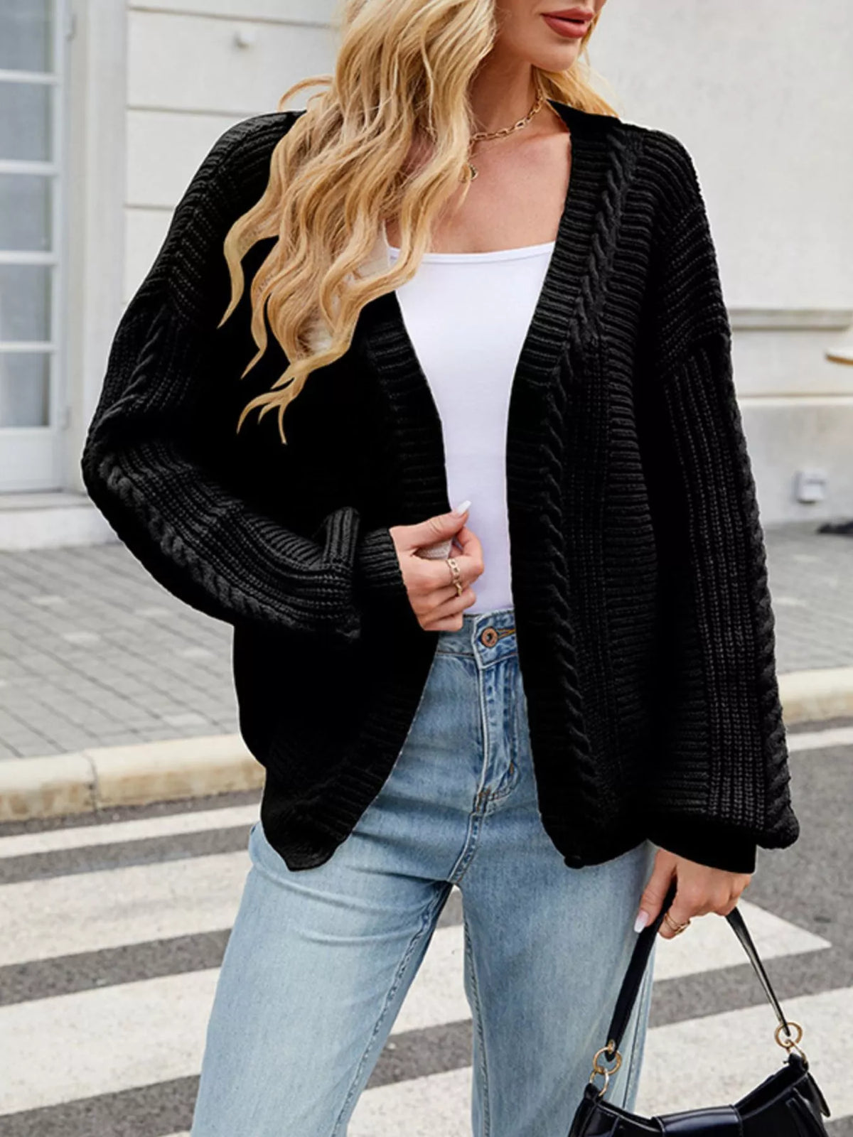 Cable Knit Button-Up Cardigan