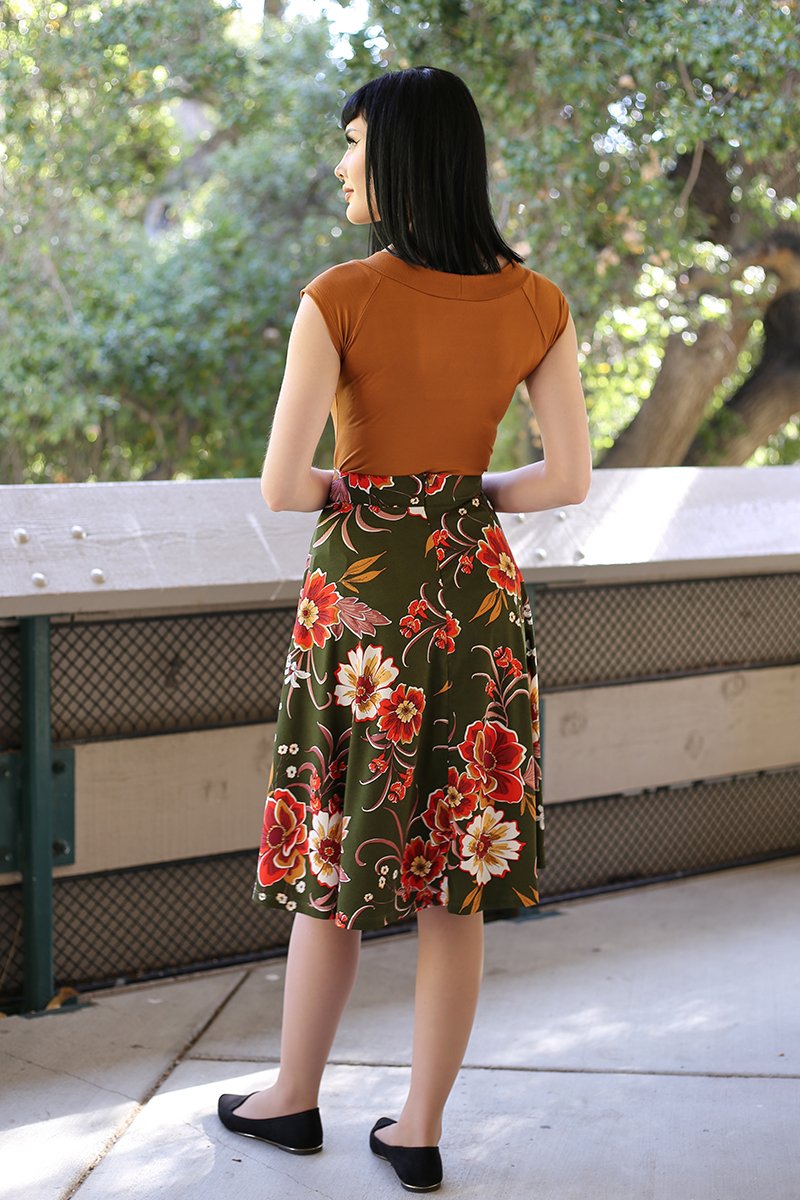 Charlotte Skirt in Green Floral - 4X only, 1 left!
