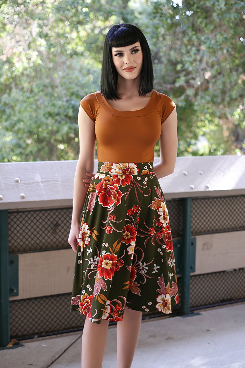Charlotte Skirt in Green Floral - 4X only, 1 left!