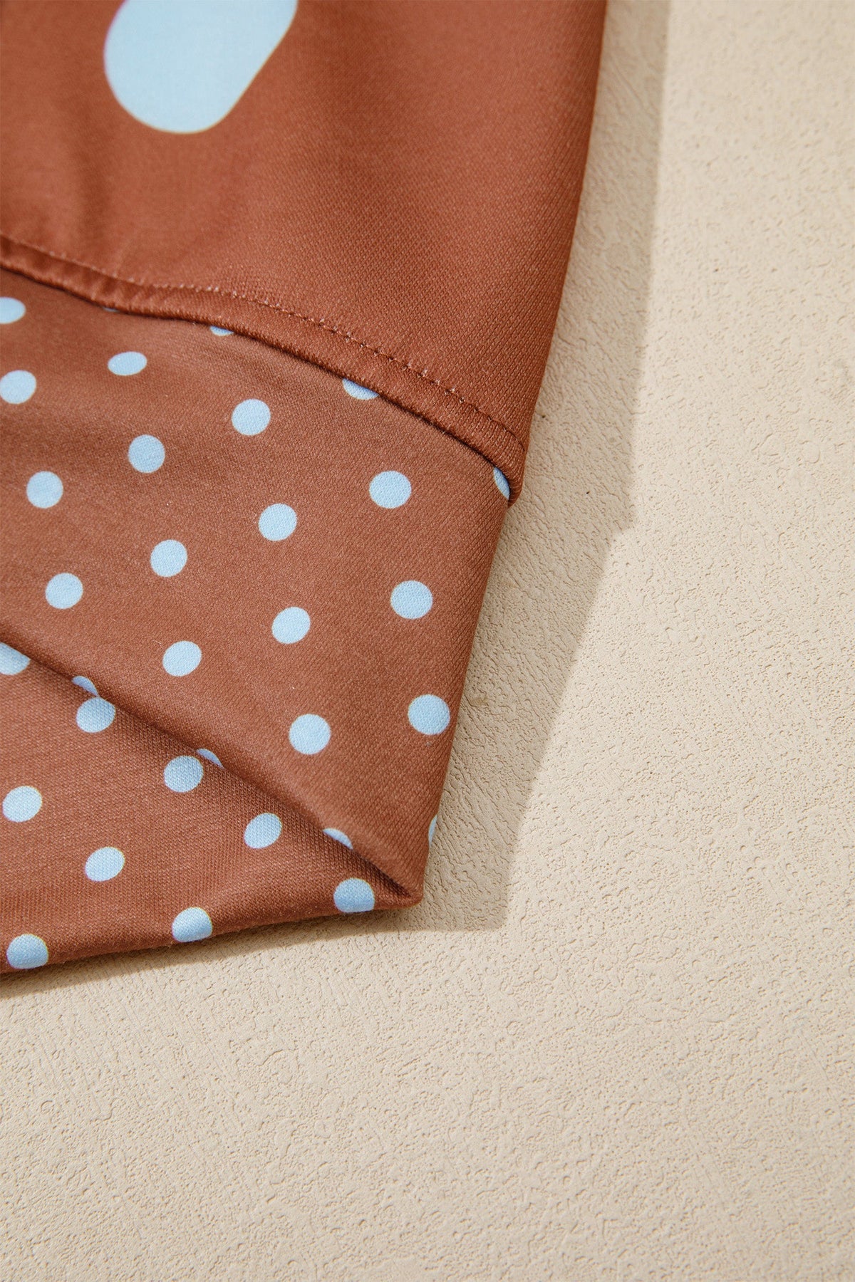 Brown Polka Dot Print Contrast Detail Oversized Tunic Sweatshirt