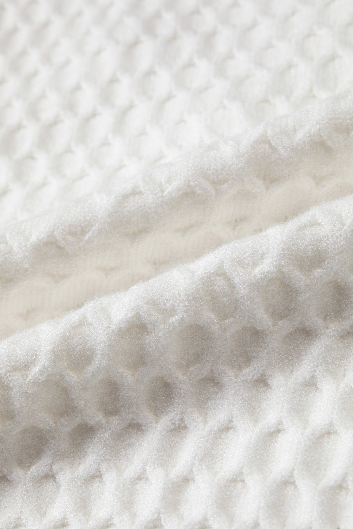 White Solid Textured Knit Pearl Embellished Pullover Sweater