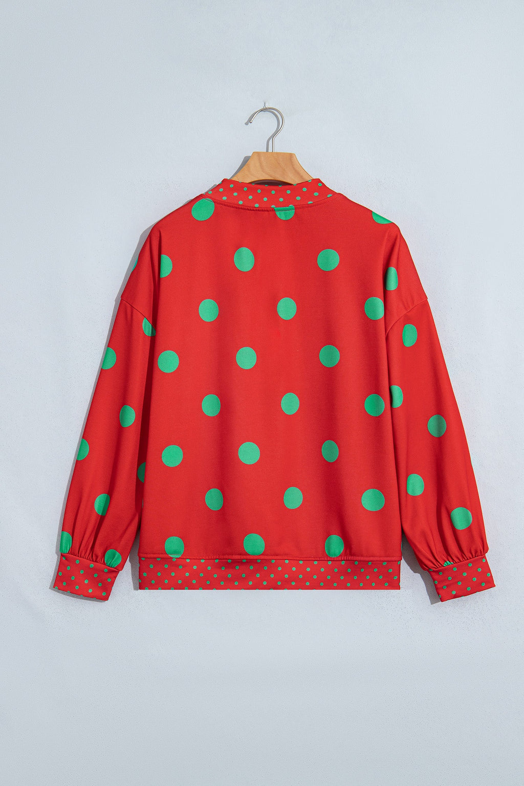 Brown Polka Dot Print Contrast Detail Oversized Tunic Sweatshirt