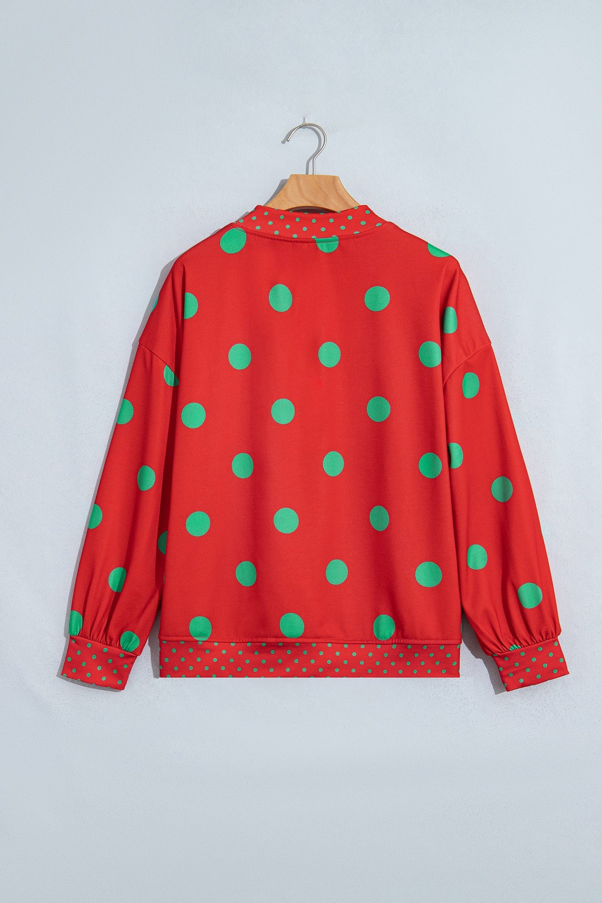 Brown Polka Dot Print Contrast Detail Oversized Tunic Sweatshirt