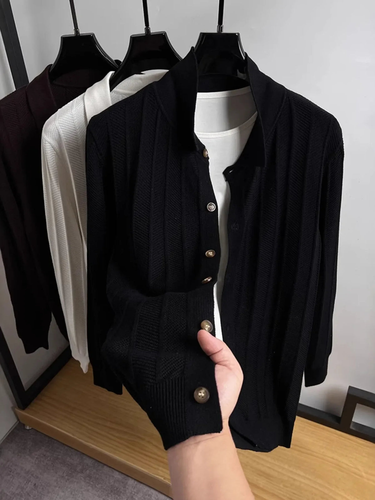 Men's Plus Size Button Down Knit Cardigan