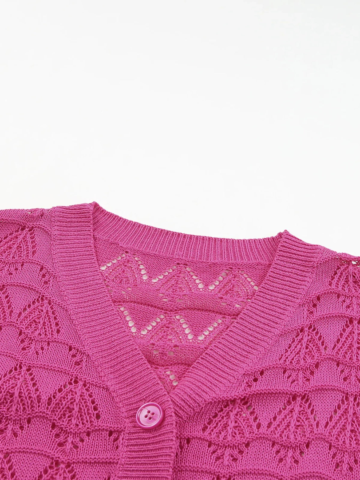 Buttoned Front Openwork Cardigan
