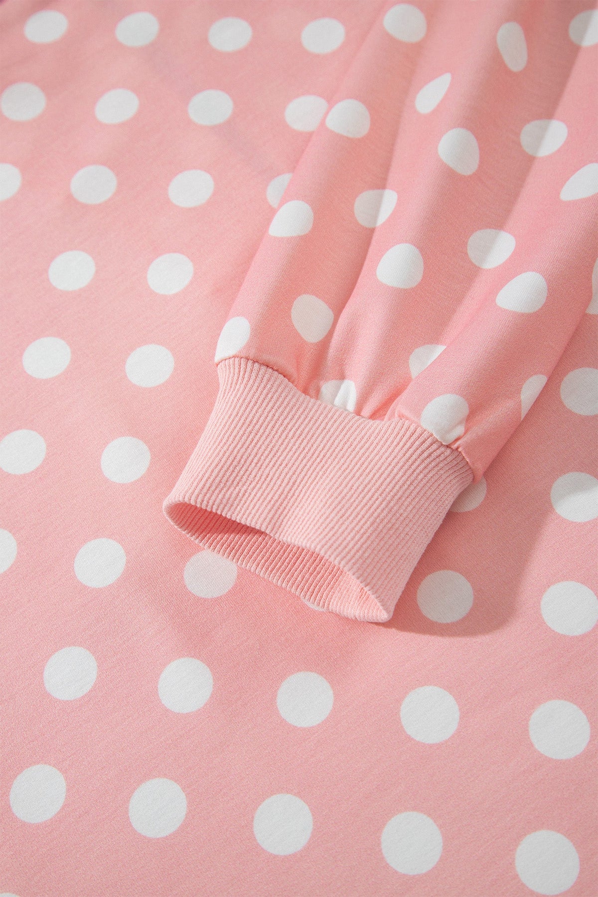 Pink Polka Dot Hooded Long Sleeve Top Casual Mini Skort Set