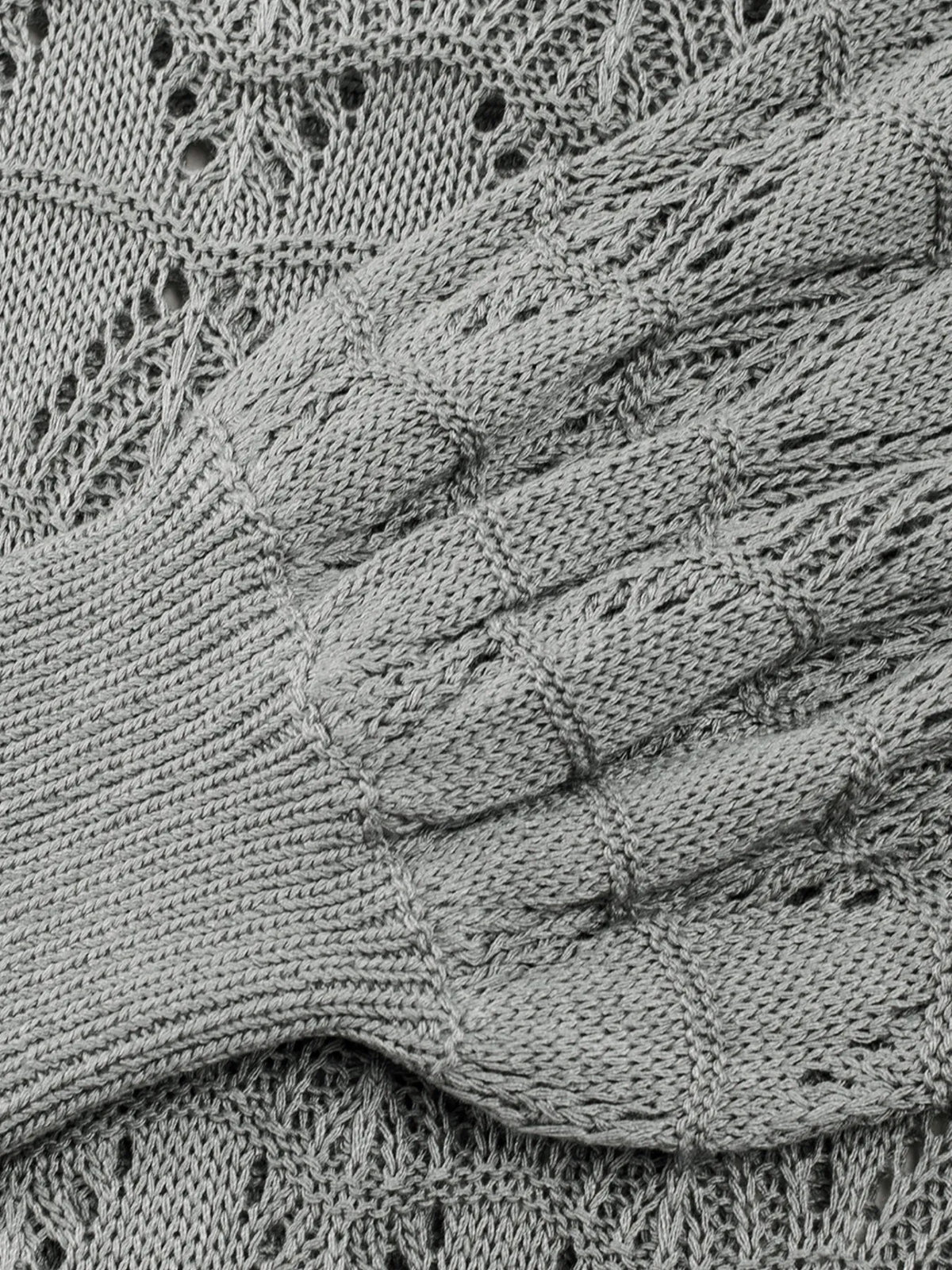 Buttoned Front Openwork Cardigan