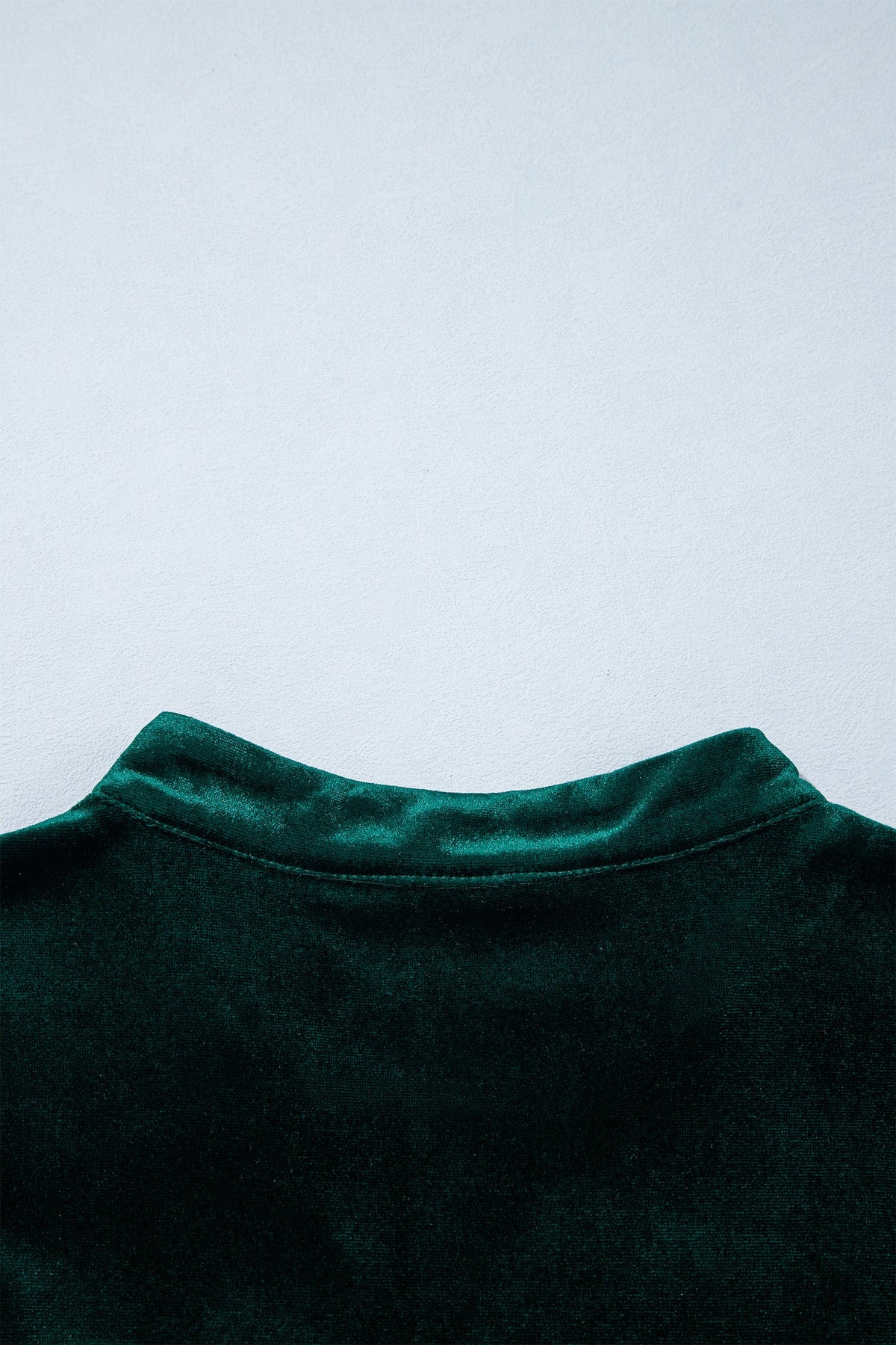Blackish Green Leopard Trim Velvet Long Sleeve Shift Dress
