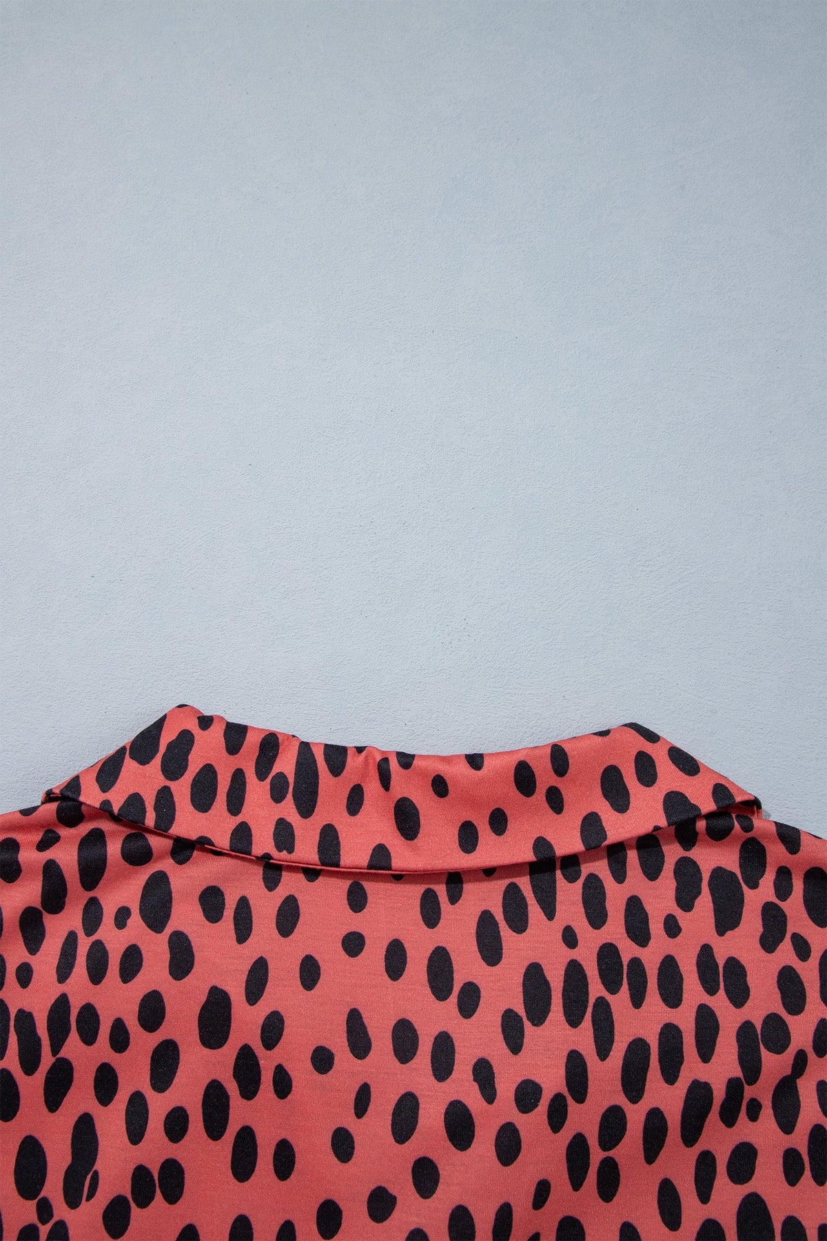 Red Leopard Print Long Sleeve V Neck Plus Size Midi Dress