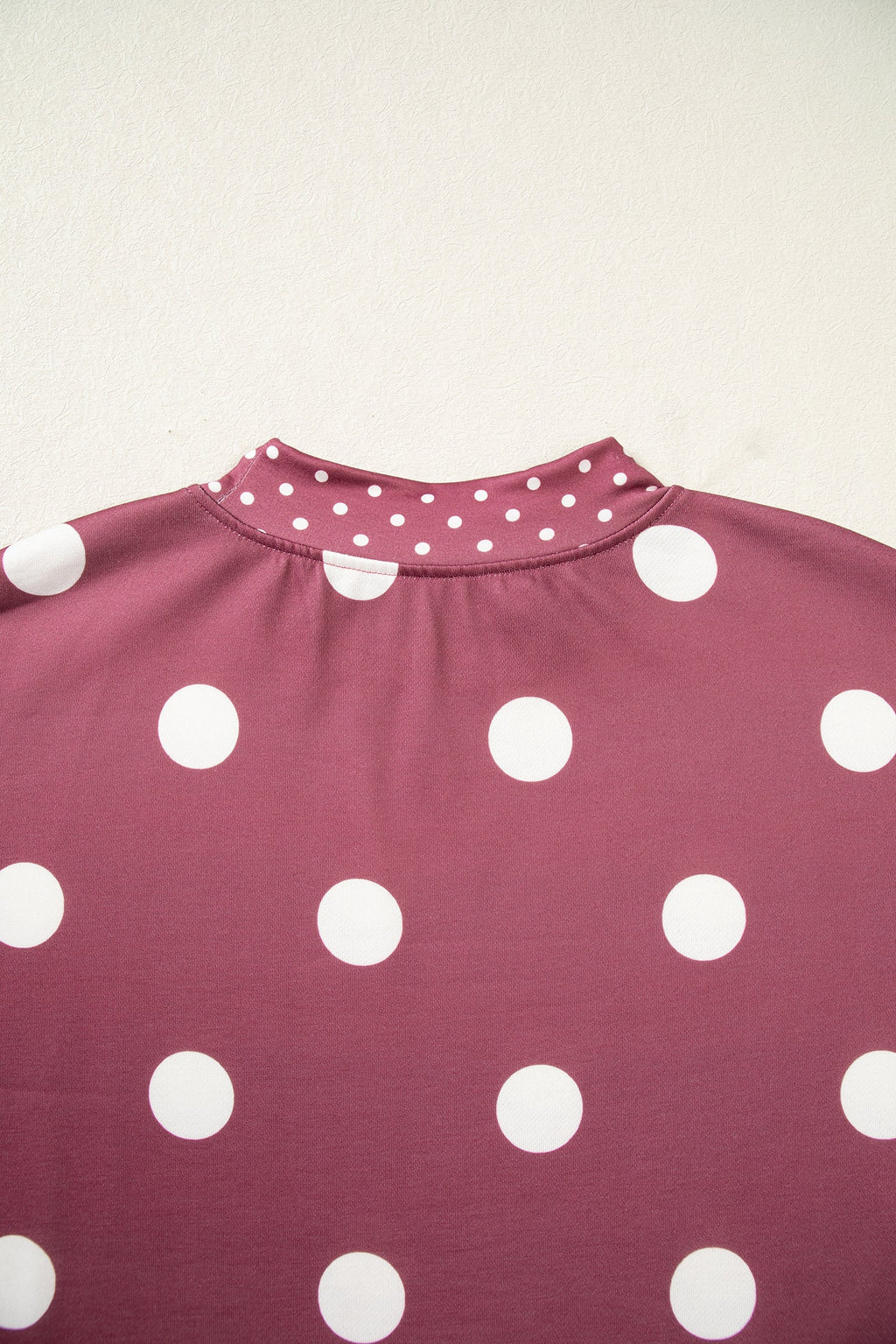 Brown Polka Dot Print Contrast Detail Oversized Tunic Sweatshirt
