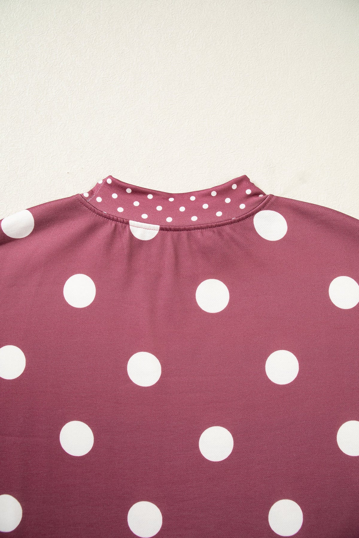 Brown Polka Dot Print Contrast Detail Oversized Tunic Sweatshirt