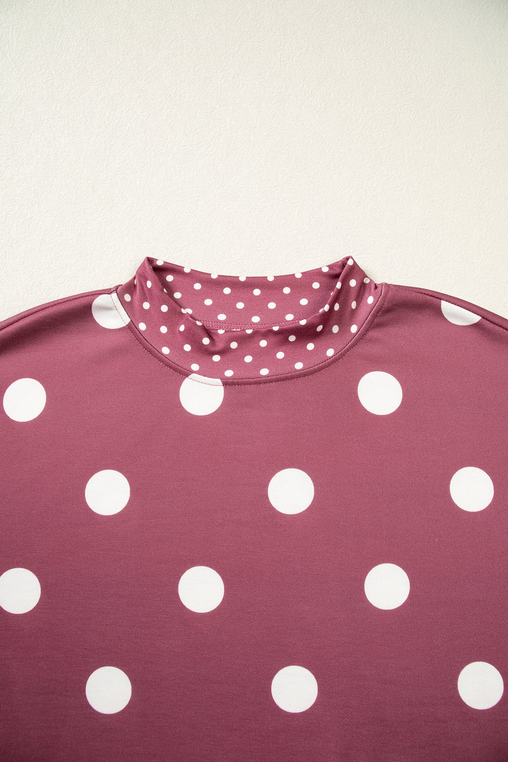Brown Polka Dot Print Contrast Detail Oversized Tunic Sweatshirt