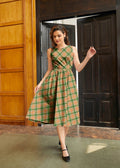 Rust & Green Plaid Midi Dress