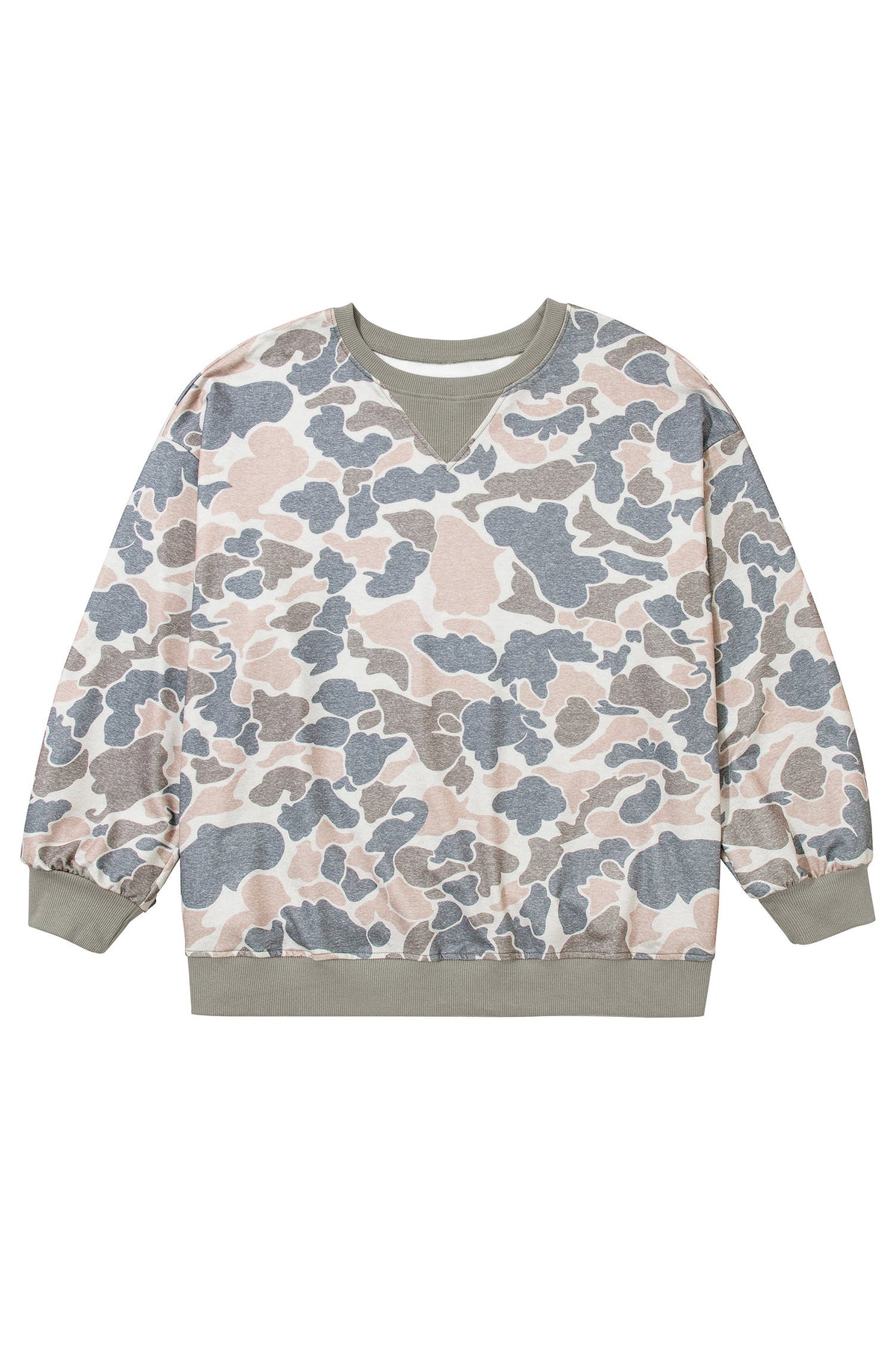 Multicolour Camouflage Print Shift Silhouette Long Sleeve Plus Size Sweatshirt
