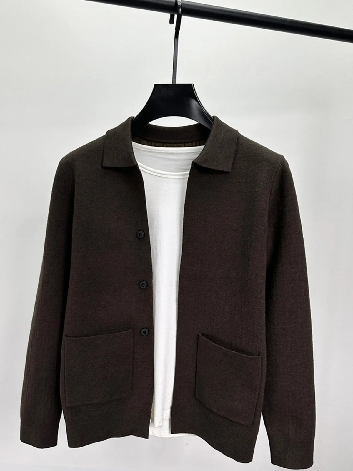 Men's Plus Size Button-Up Cardigan with Pockets