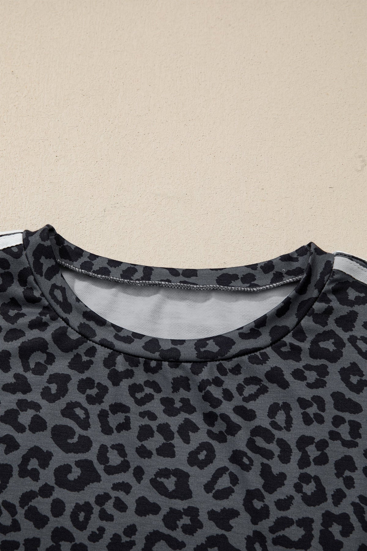Pink Leopard Print Varsity Striped Detail 3/4 Sleeve Top Shift Pant Set