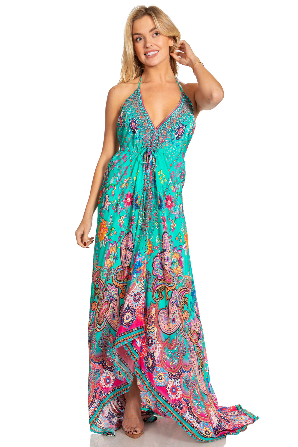 Sakkas Lizi 2025 Womens Maxi High-low Halter Handkerchief Long Dress Beach Party