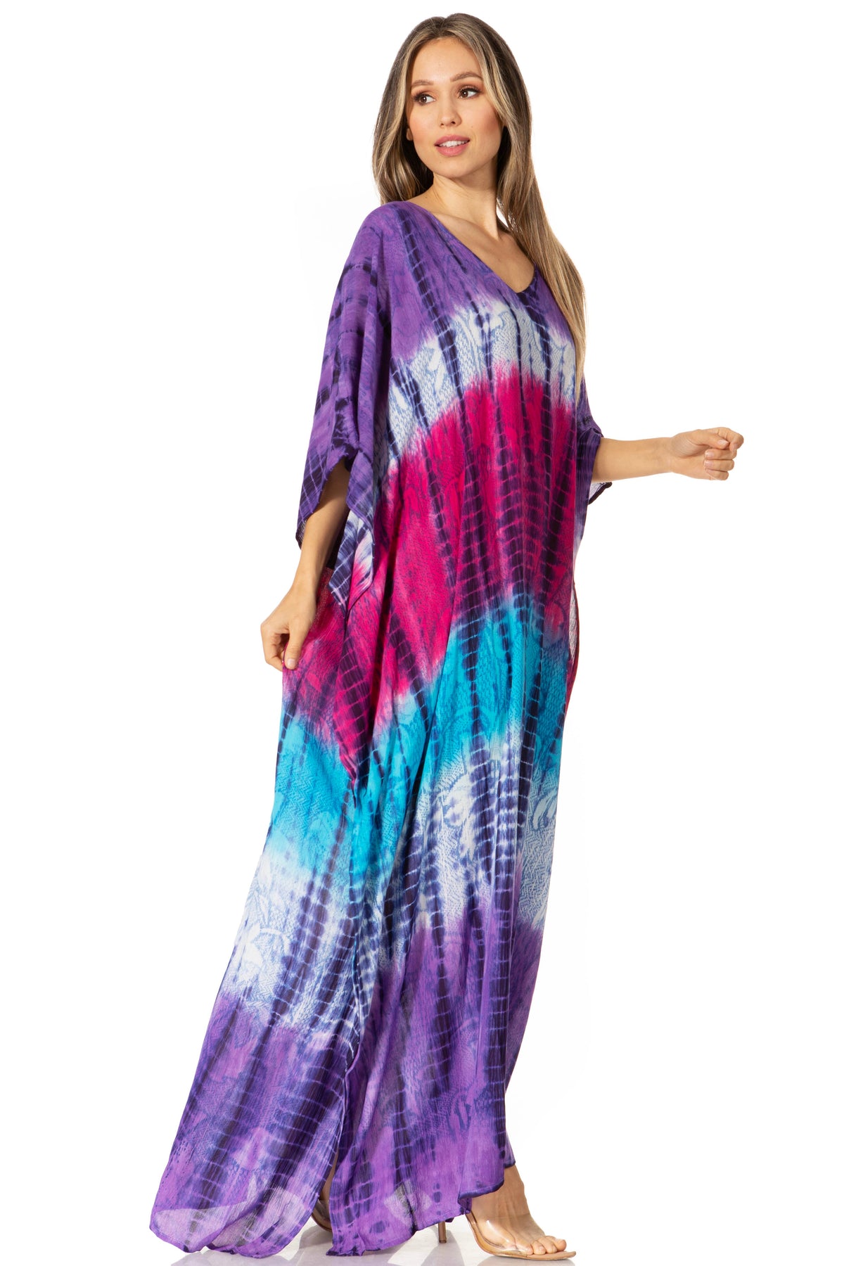 Sakkas Catia Women's Boho-Style Long Maxi Caftan for Lounging and Casual Wear