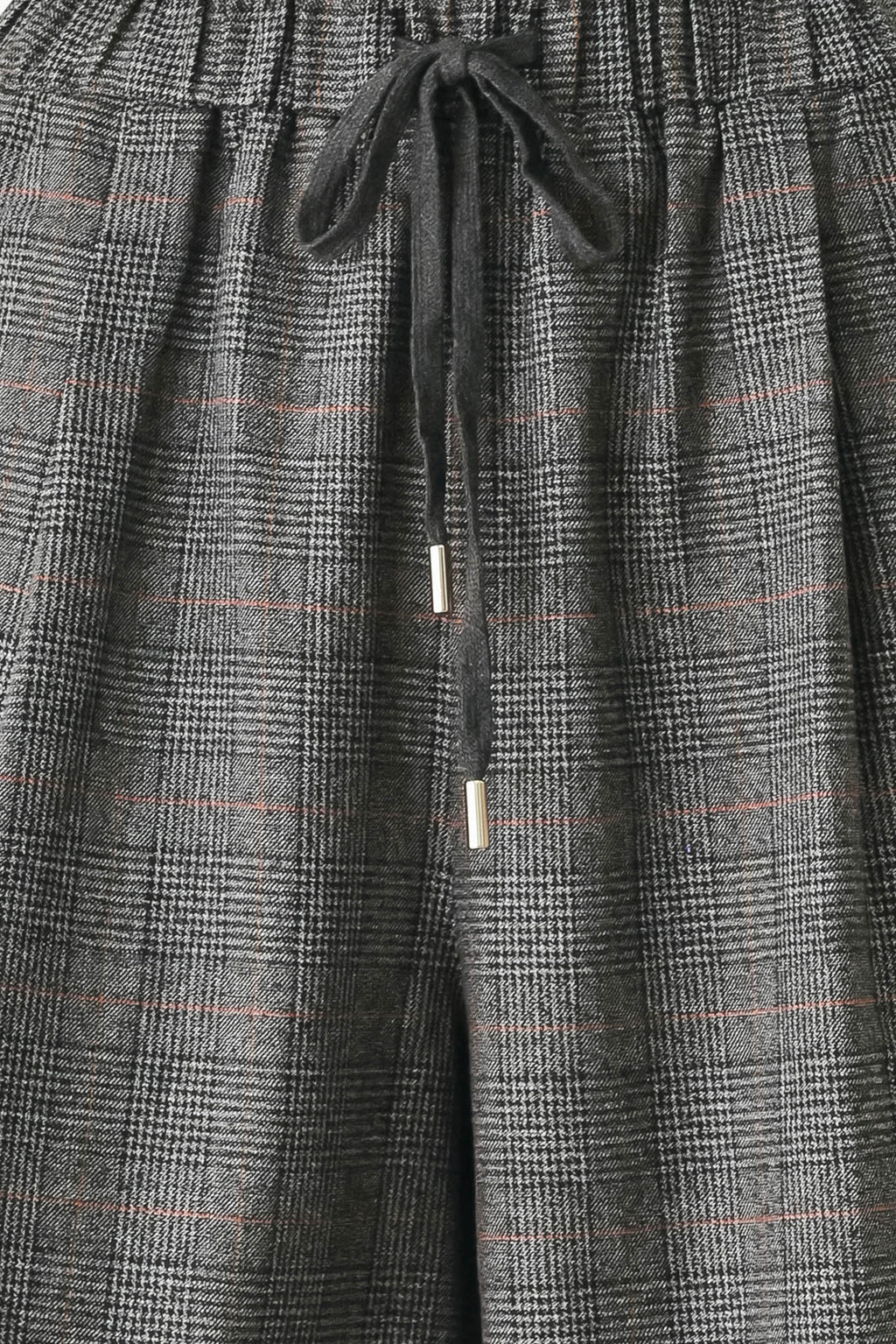 OFF THE CLOCK PLAID DRAWSTRING WIDE LEG PANTS