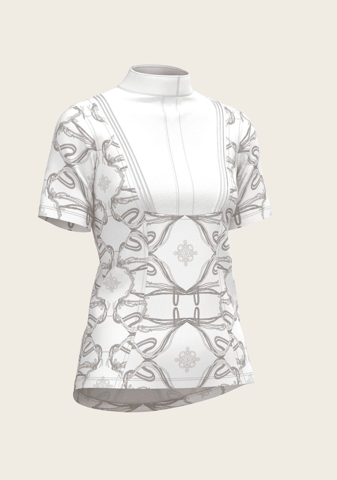 Short Pleated Roped Bridles on White Short Sleeve Show Shirt