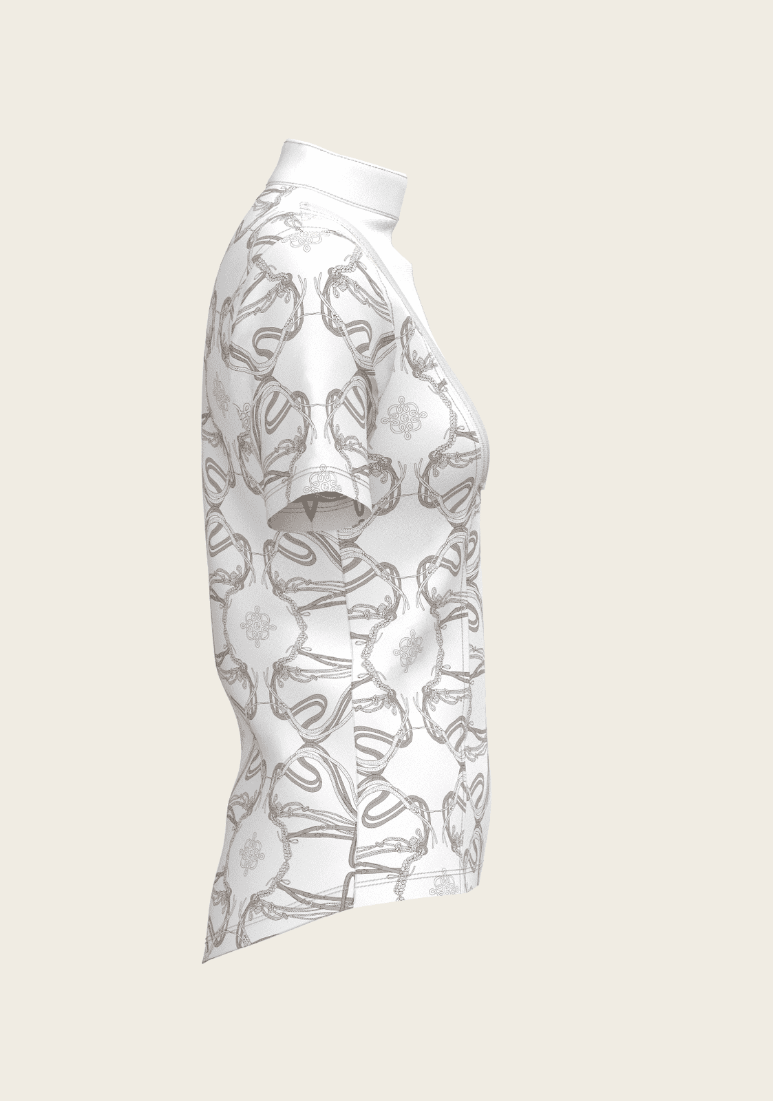 Short Pleated Roped Bridles on White Short Sleeve Show Shirt