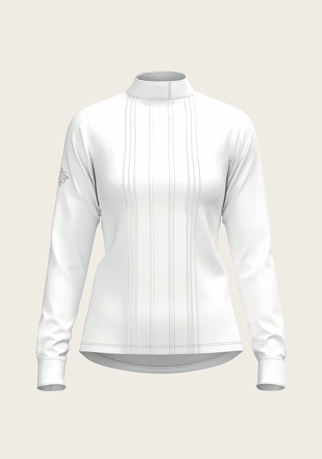 White Long Pleated Long Sleeve Sleeve Show Shirt