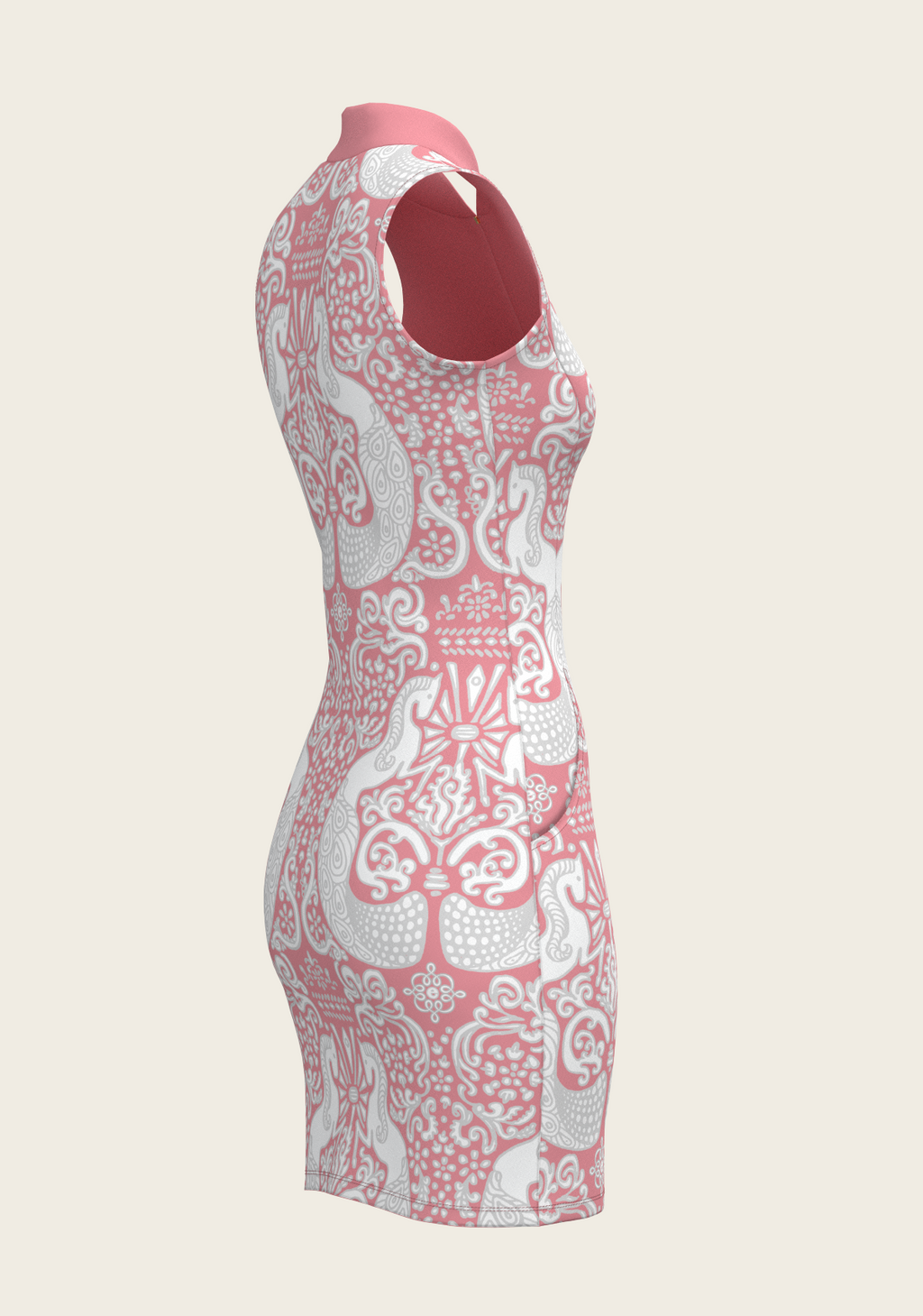 Mermaid Horses on Rose Golf Dress