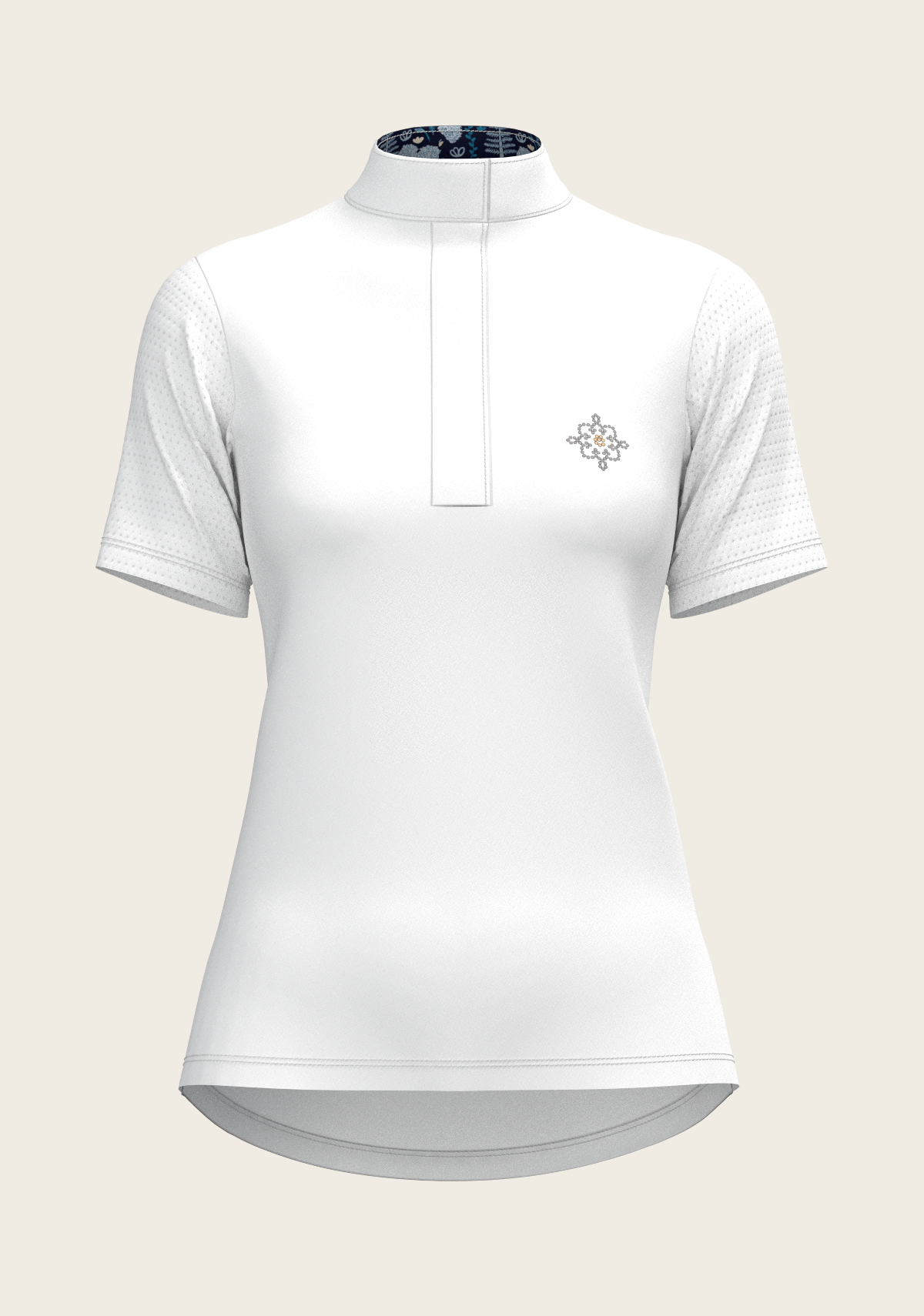  White with Forest on Navy Inner Details Short Sleeve Show Shirt