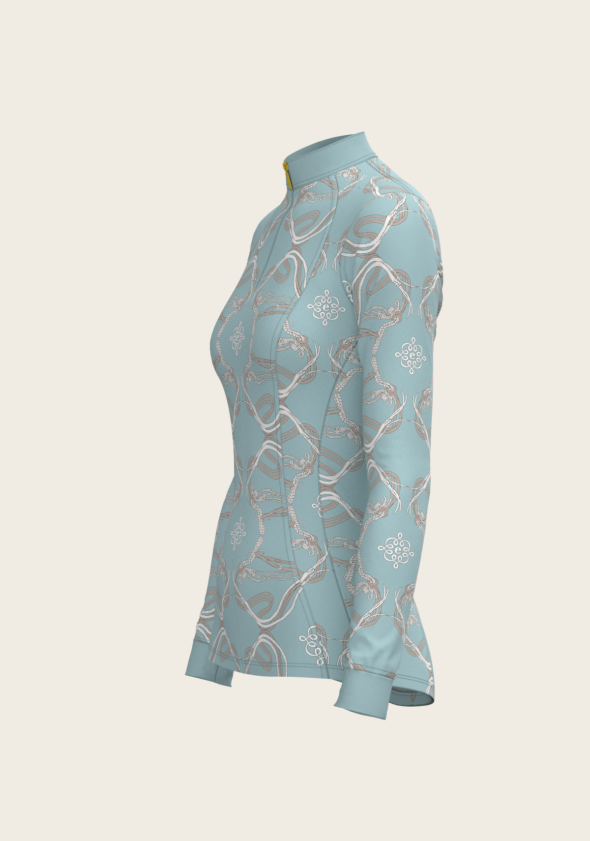 Roped Bridles on Sky Blue Quarter Zip Sun Shirt