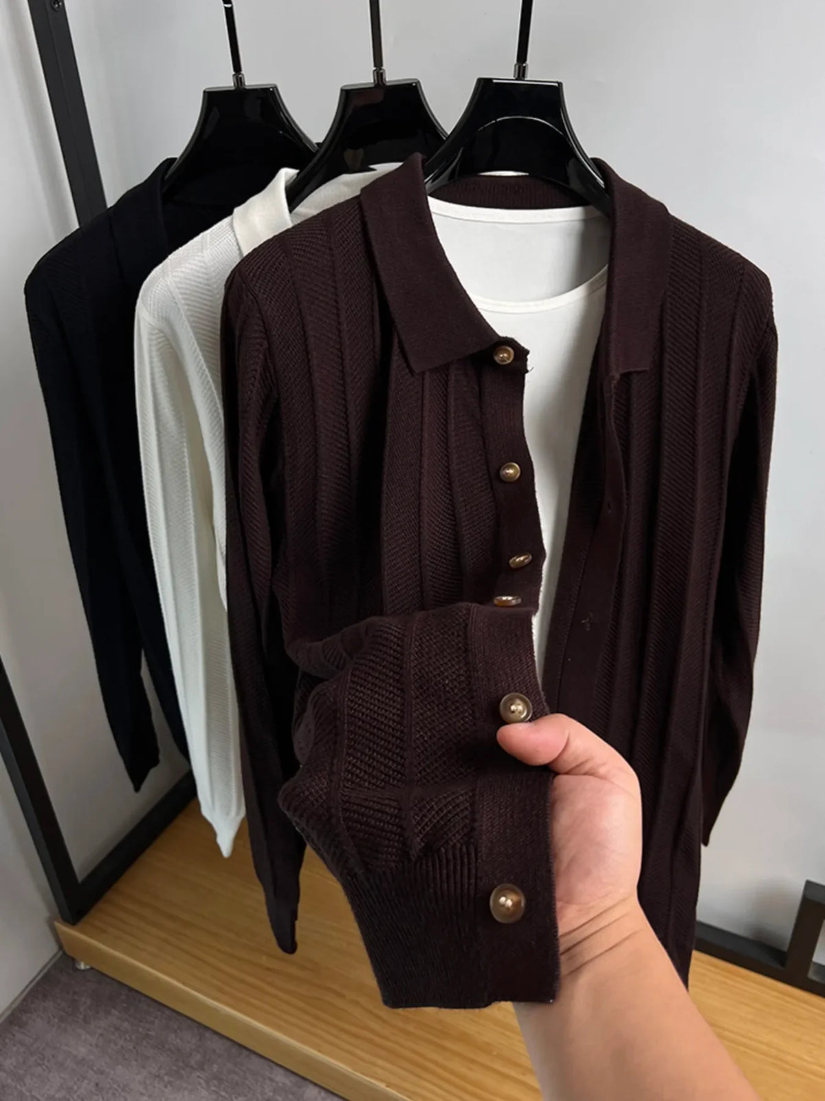 Men's Plus Size Button Down Knit Cardigan