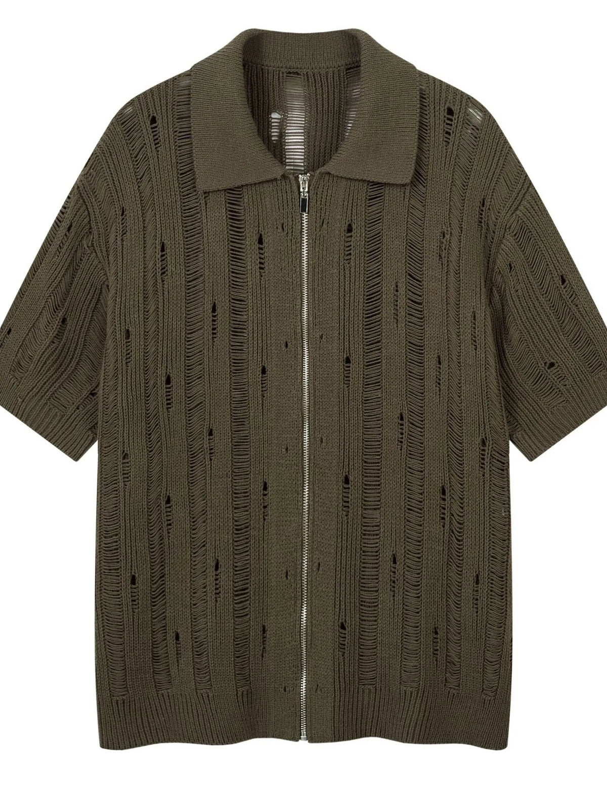 Men's Zip Up Openwork Cardigan