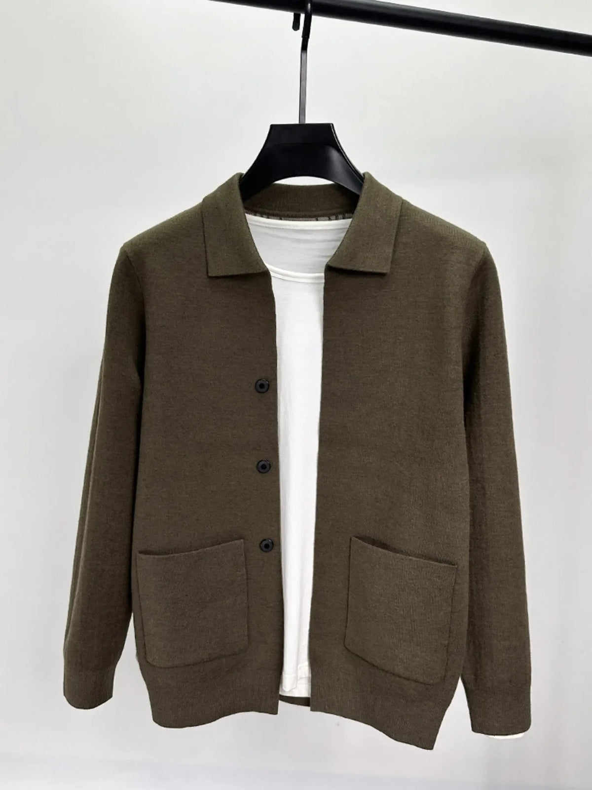 Men's Plus Size Button-Up Cardigan with Pockets