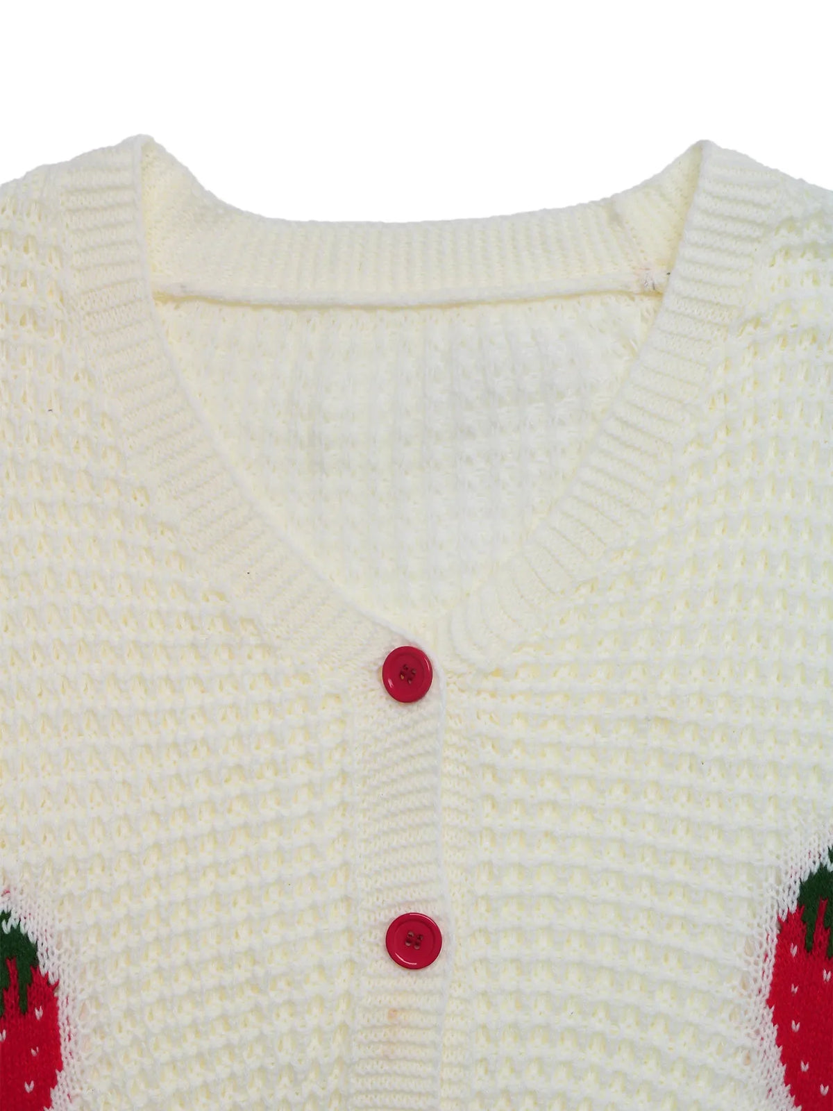 Strawberry Pattern V-Neck Button-Up Cardigan