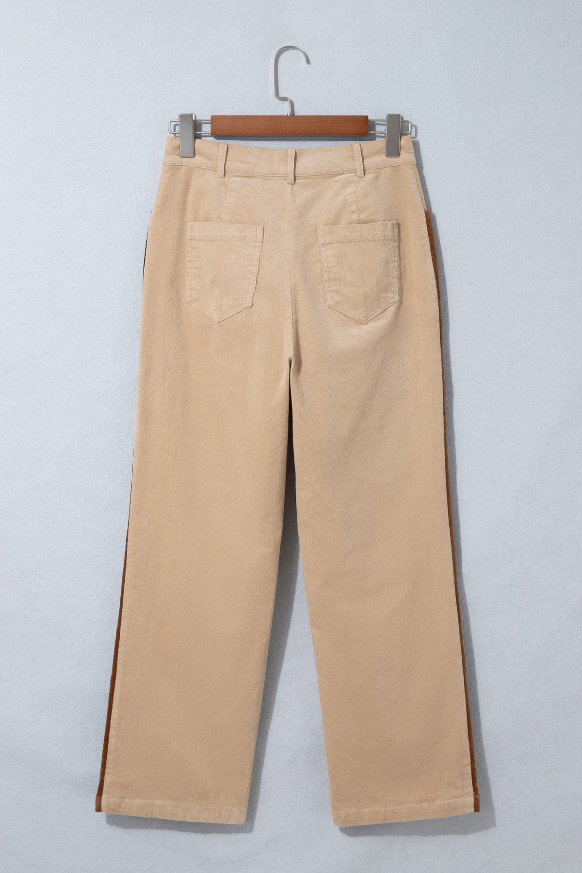 Smoke Gray Corduroy Side Panel Colorblock Straight Leg Pants