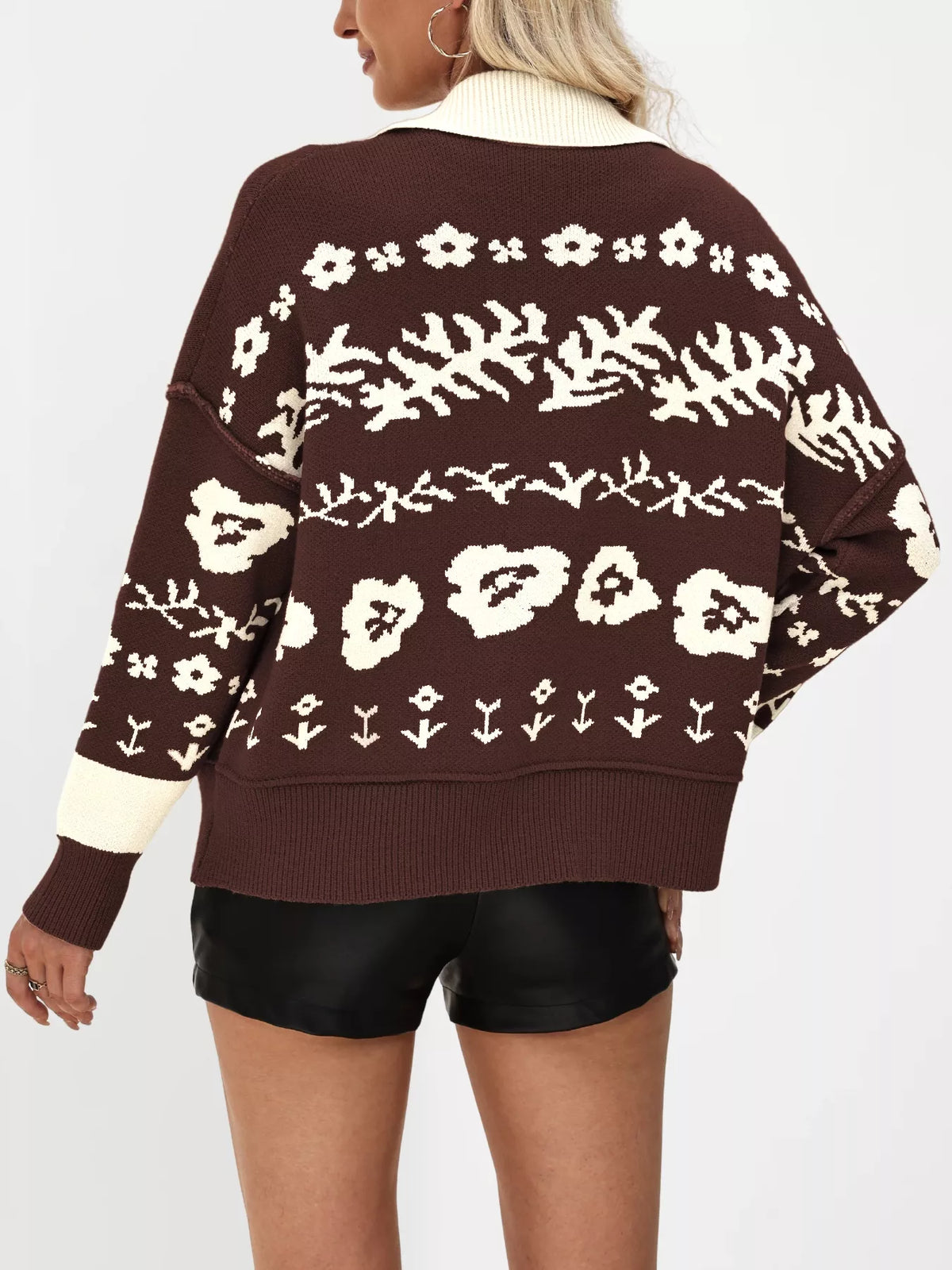 Floral Pattern Button-Down Cardigan