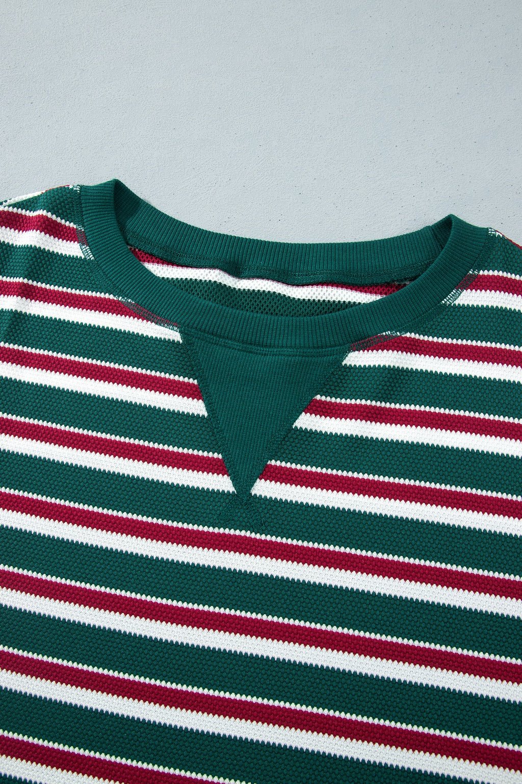 Green Stripe Striped Colorblock Round Neck Long Sleeve Shift Plus Size Sweatshirt