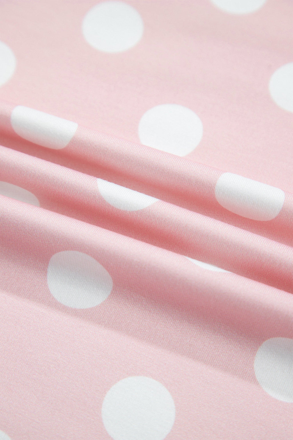 Pink Polka Dot Contrast Trim Long Sleeve Top Drawstring Shift Pants Set