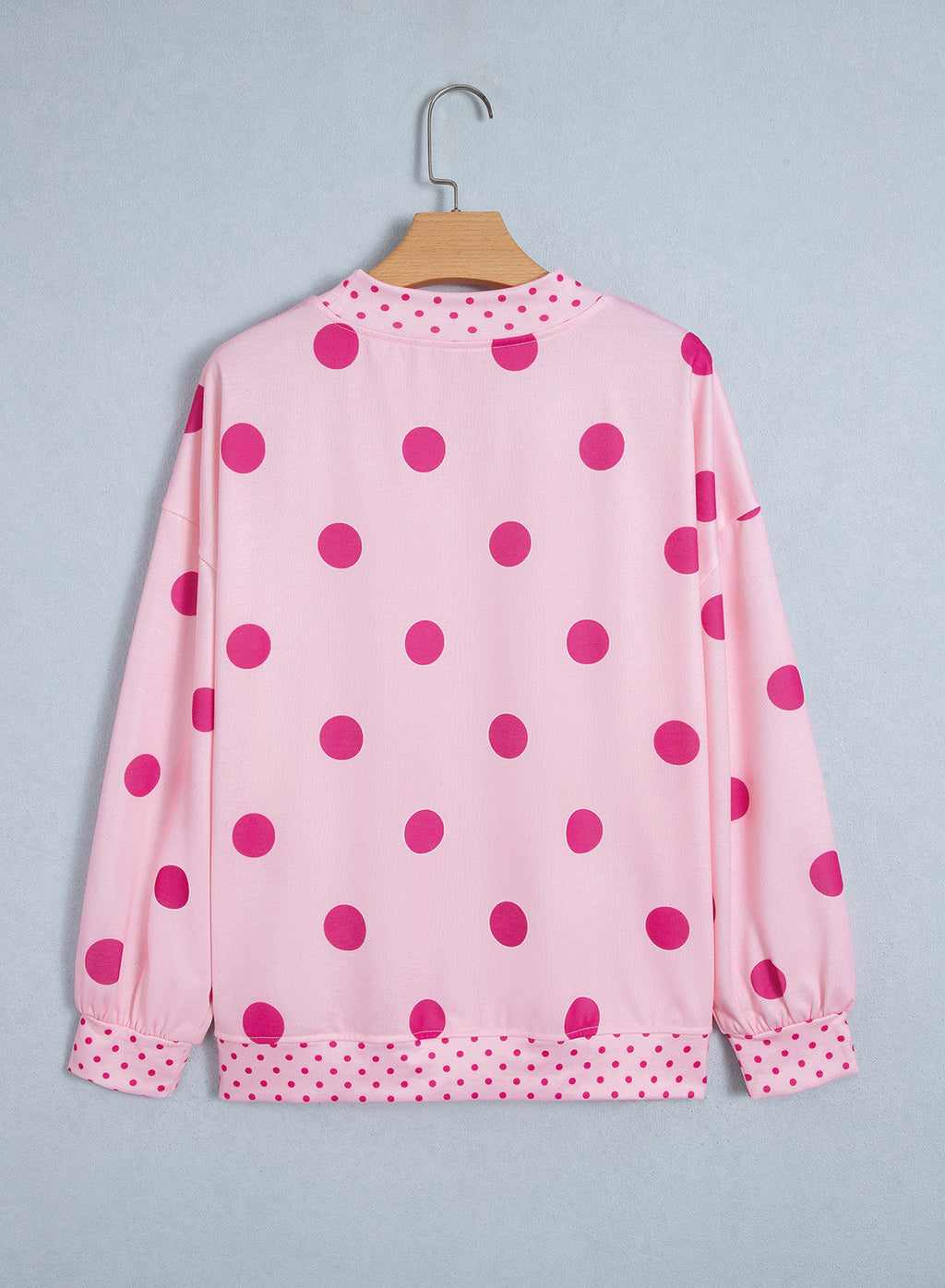 Brown Polka Dot Print Contrast Detail Oversized Tunic Sweatshirt