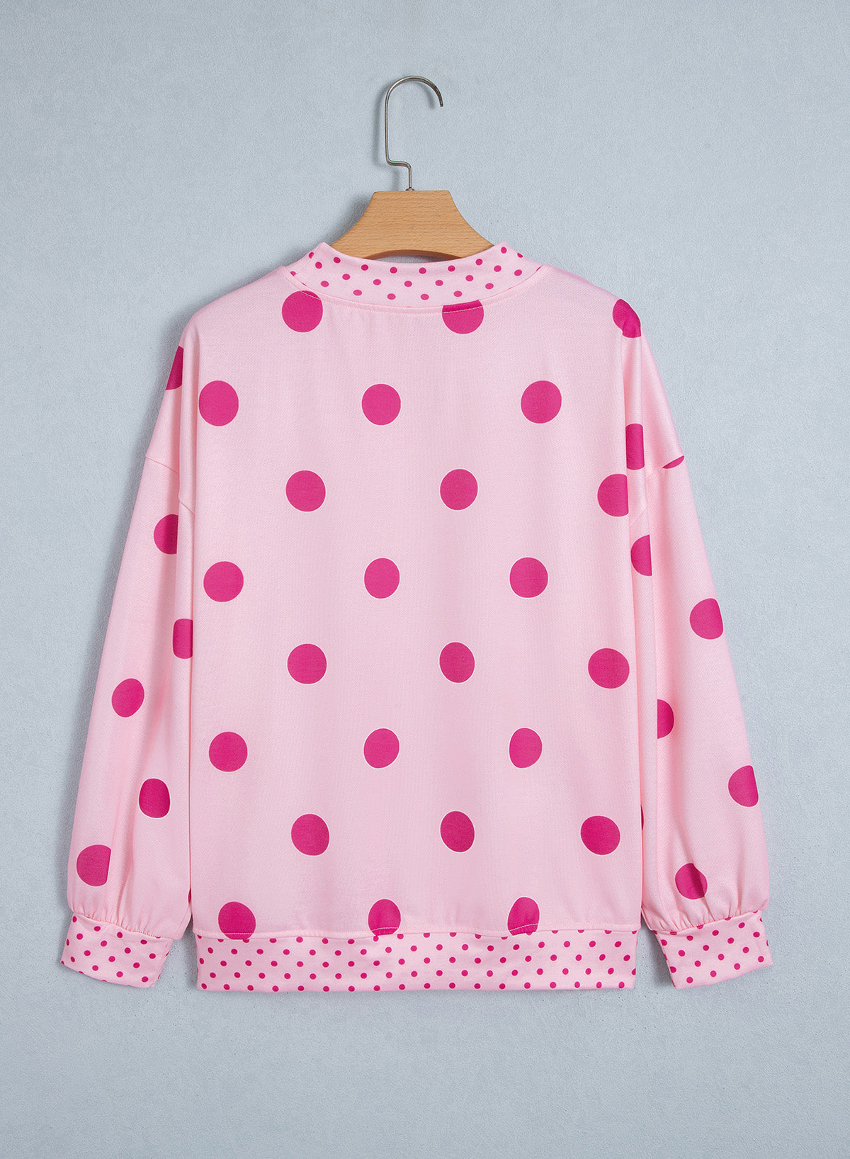 Brown Polka Dot Print Contrast Detail Oversized Tunic Sweatshirt