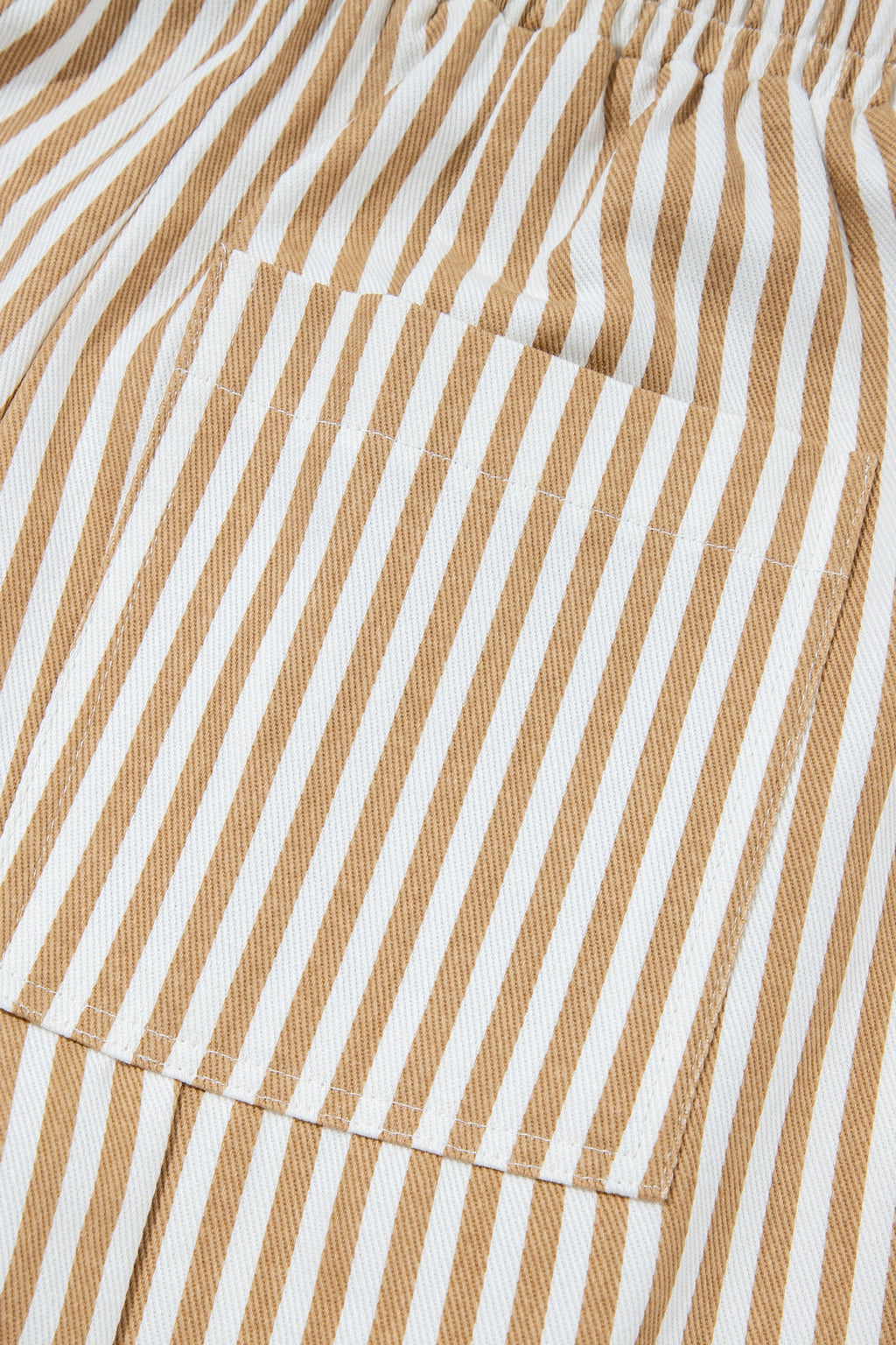 Apricot Stripe Ribbon Drawstring Waist Full-Length Shift Pant