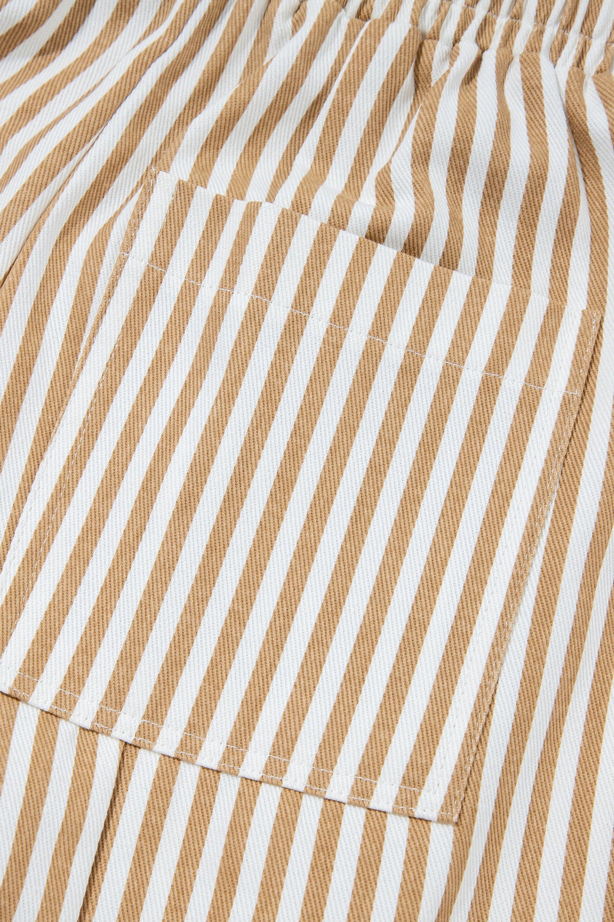 Apricot Stripe Ribbon Drawstring Waist Full-Length Shift Pant