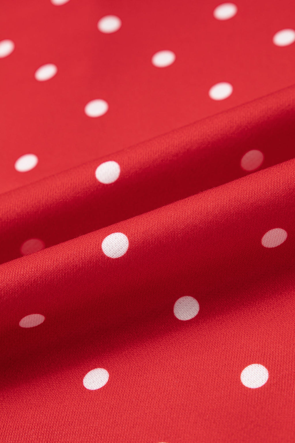 Red Polka Dot Print Metal Button Collar Casual Pullover Sweatshirt