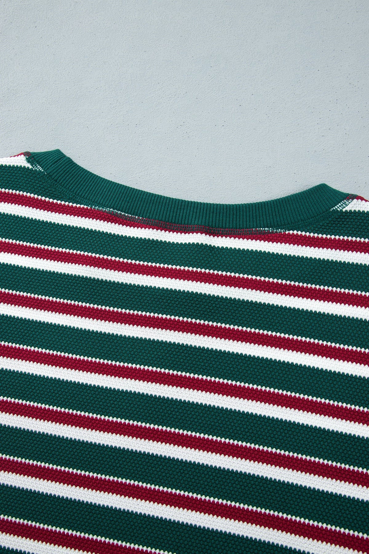 Green Stripe Striped Colorblock Round Neck Long Sleeve Shift Plus Size Sweatshirt